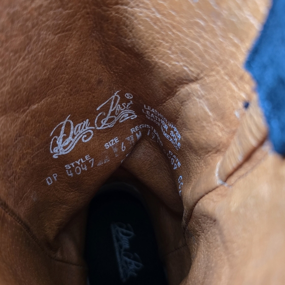 Dan Post Mid Calf Suede Leather Fringe Western Black Boots Size 6 - Picture 14 of 16